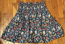 Lauren Ralph Lauren blue floral Smocked Waist Ruffle Trim Tiered Aline Skirt 6
