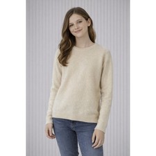 Zara Knit Sweater Kids Size 13-14 Cream Long Sleeve Crewneck Pullover Minimalist