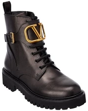 Valentino Vlogo 35 Leather Combat Boot Women's
