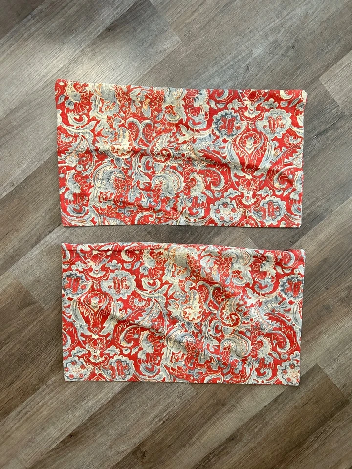 Fundas de almohada lumbar Pottery Barn Julia rojas vintage estampado paisley cremallera lateral 26 pulgadas Foto 2 de 4