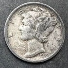 1919 Mercury Dime 10 cents USA Coin 90% Silver Liberty Freedom WWII CIR VF