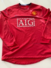 Manchester United AIG Jersey Men’s MEDIUM EPL Long Sleeve Red MUFC Soccer Shirt