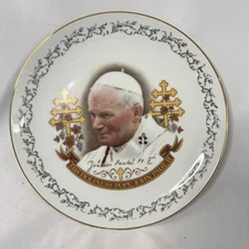 Pope John Paul II Plate Hunnisett & Edmonds Collector Plate 22k Gold Trim Canada