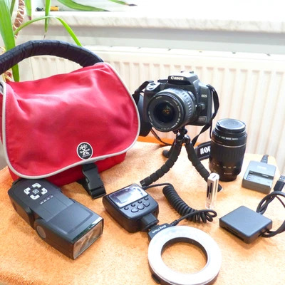 XL SET Canon 400D l 2x Objektiv l EXTRAS DSLR Spiegelreflex Kamera FULLHD VIDEO - Bild 1 von 4