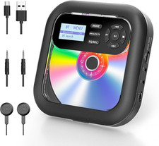 Portable CD Player, Bluetooth CD Players with Speakers/Headphones, Built-In Batt