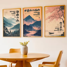 3er Leinwanddrucke  Japan Natur Berge Landschaften Wandkunst Wohndekoration