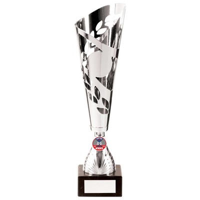 Zues Lazer Cut Metall Präsentationsbecher Silber 370 mm GRATIS Pokal Gravur
