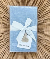 NEW Serena & Lily Portofino Linen Euro Pillow Sham-Blue Chambray