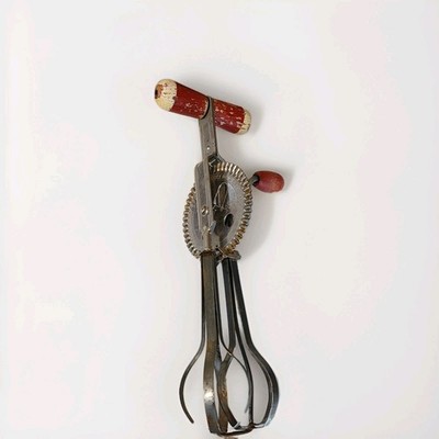 VTG Ecko Kitchen  Hand Mixer  red Wooden Handle farmhouse Decor primitive tool 