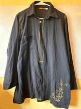 AVATAR 100 Cotton Black Gold Tunic Top, Made in Nepal, Size Medium Boho Chic