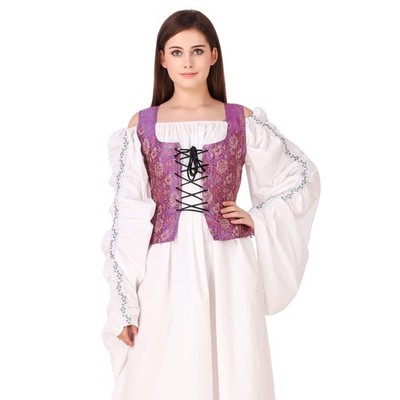 Medieval Wench Pirate Renaissance Costume Reversible Peasant Brocade Bodice