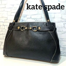 m1126 kate spade New York Leather Black Handbag Formal Shoulder Bag Rare