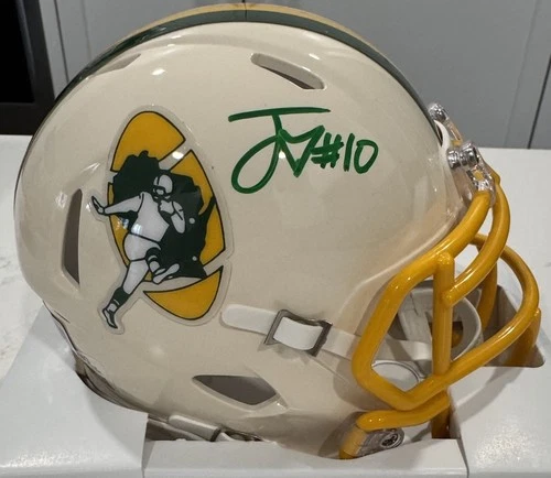 Green Bay Packers Jordan Love Autographed NEW Retro Mini Helmet