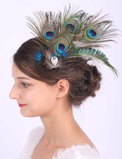 Bridal Feather Hair Clip Peacock Feather Fascinator Feather Brooch for Weddin...