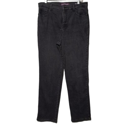 Gloria Vanderbilt 14 Amanda Jeans Womens Black High Rise Tapered Slim Stretch De