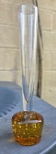 Vintage Blown Glass Bud Vase with Controlled Bubble Amber Base