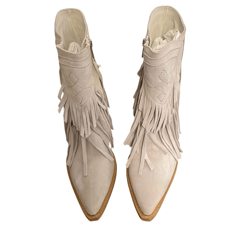 Botas vaqueras Free People Lawless Bone gamuza cuero flecos 37,5 o 7,5 NUEVAS Foto 3 de 4