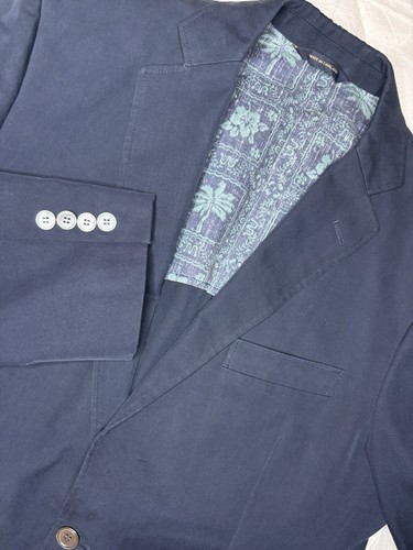 Brooks Brothers Fitzgerald Fit Navy Blue Floral Hawaiian Reyn Spooner Blazer 40L