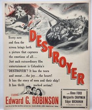1943 Destroyer Edward G Robinson Glenn Ford Original Movie Print Ad Life Mag