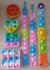 Lot of 7 Pop It Pop Bubble Fidget Toys Keychain Bracelet Watch