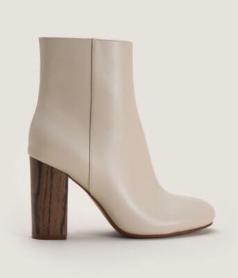 Lovely Ladies Size Ecru Block Heel Ankle Boots Bnwt NEW UK