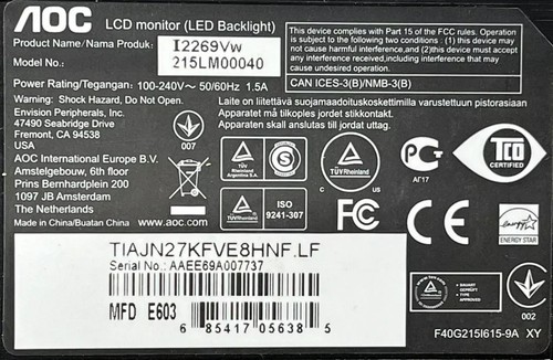 AOC Monitor Power Supply Board 715G4744-P03-004-001M PLPCC9381XALA - Picture 2 of 10