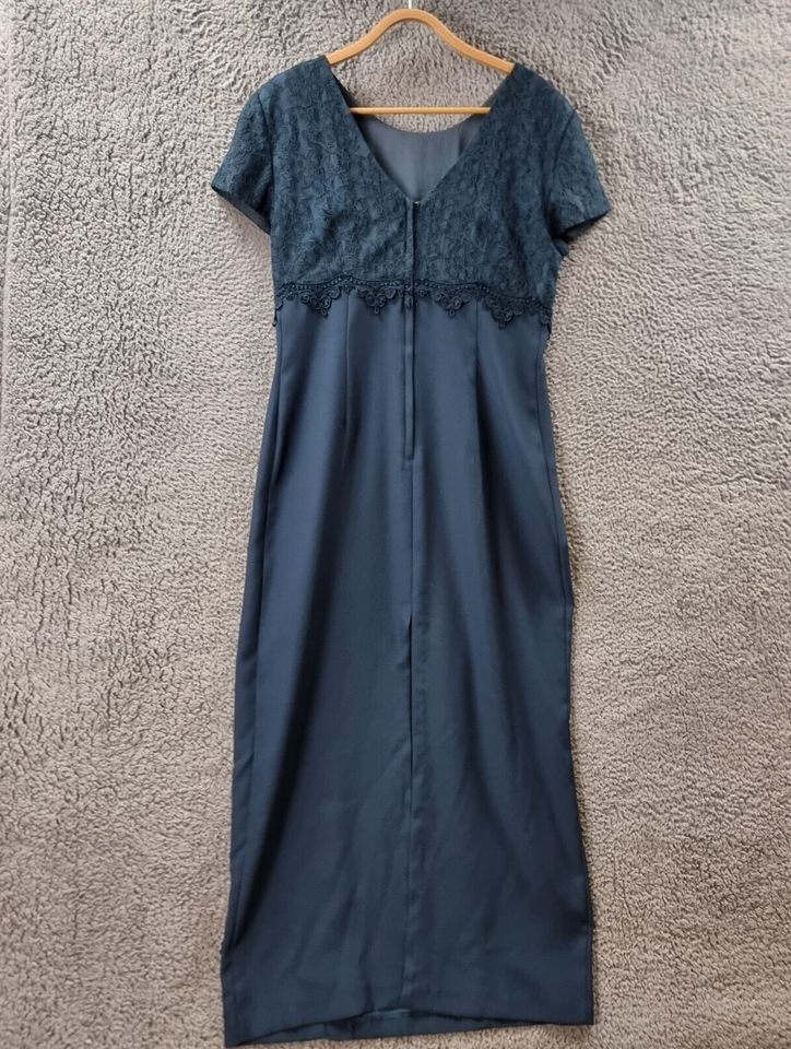 Vintage Purple Patch Womens Maxi Pencil Dress Size 14 Green Lace Trim