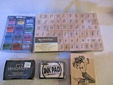 Lot Of Wooden Rubber Stamps, 14 acid free Ink Pads NEW
