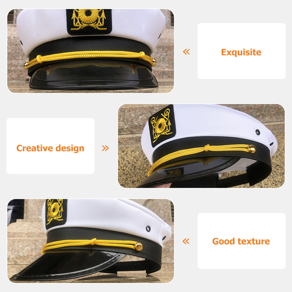 Embroidered Navy Hat Cap Miss Sailors Captain Attire Sailing Mens