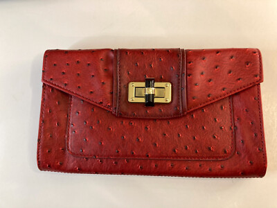 Danielle Nicole New York Over Sized Ostrich Look Red Clutch