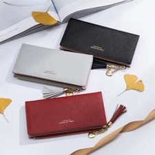 Fashion Simple Cross Pattern Tassel Zipper Wallet