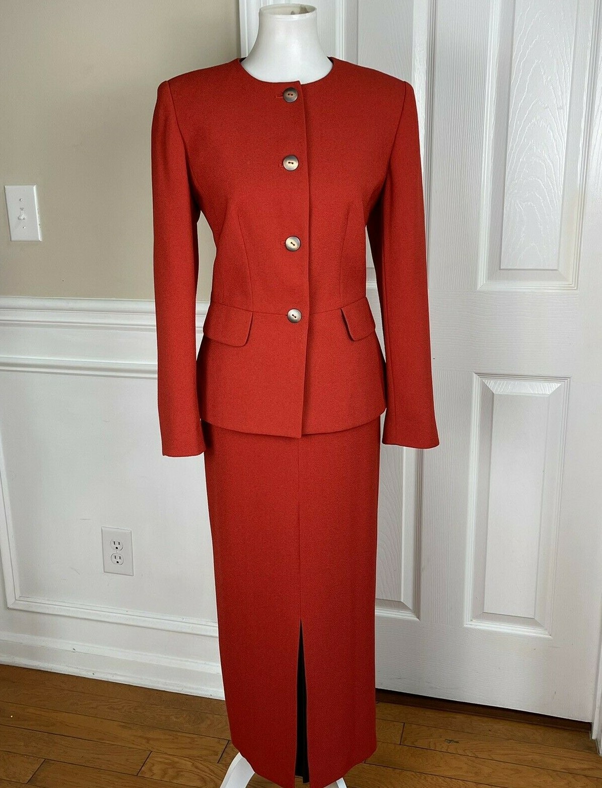 SAG HARBOR 2PC Orange Polyester Lined Collarless … - image 4
