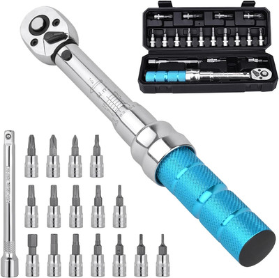 Bike Torque Wrench Set, 1/4 Inch Drive Torque Wrench 2 to 14 Nm Bicycle Tool Kit