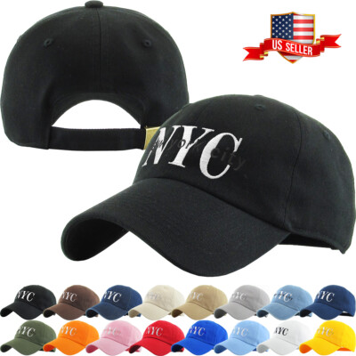 NYC New York City Washed  Polo Style Baseball Ball Cap Hat 100% Cotton NEW