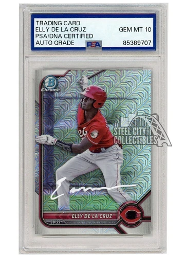 Elly De La Cruz 2022 Bowman Chrome Mojo Refractor Auto BCP224 PSA/DNA 10 (White)
