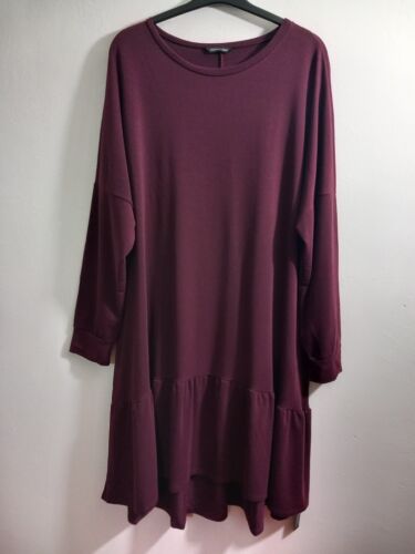 Roman Curve Purple Frill Hem Long Sleeve Midi Jumper Dress Size 22 24 - Picture 1 of 14