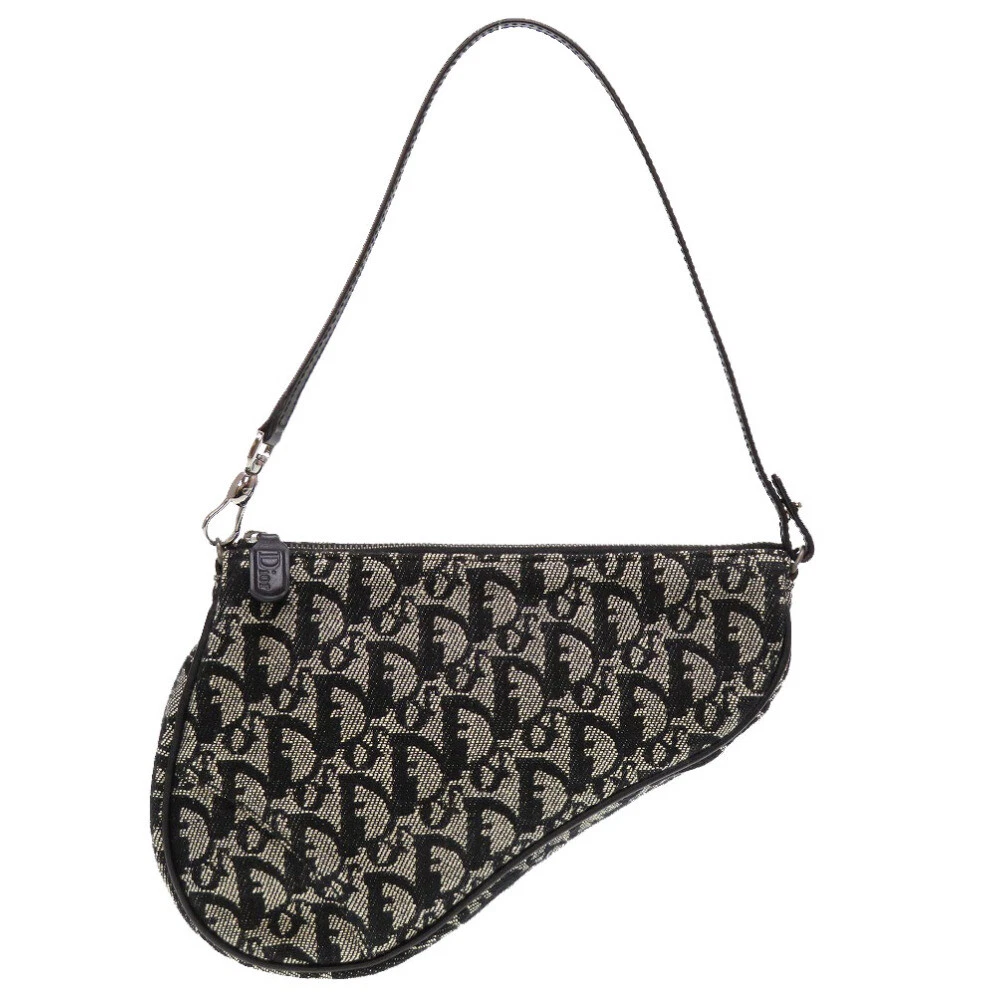 AUTHENTIQUE Sac de selle Christian Dior trotter toile noire 0029