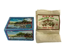 Vintage Ying Mee Tea Co. Box & Bag Woo Loong Tea Hong Kong China Advertising