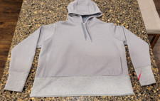 Nike Women's Dry Training Swoosh Pull Over Grey Ribbed Hoodie Size Large