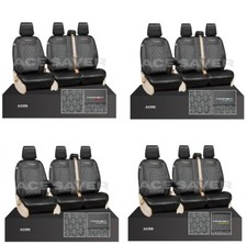 FULLY TAILORED QUILTED BLACK SEAT COVERS for FORD TRANSIT CUSTOM 2013-2023 +LOGO