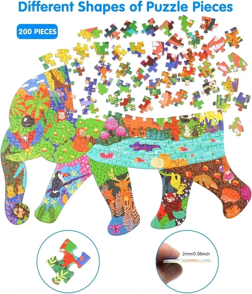200-Piece Elephant Shaped Puzzle for Kids – Fun & Educational Animal Toy - Image 3 of 4