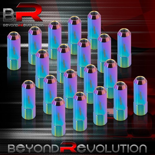 M12 X 1.5" Wheel Rims Thread Pitch Extended Aluminum Lug Nuts 20 PCS Neo Chrome - Picture 3 of 3