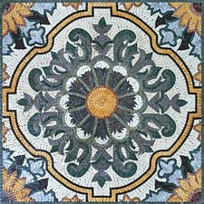 Handmade Ornate Pattern with Sunflowers Mosaic Tile