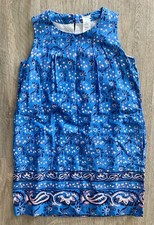 Crewcuts By J. Crew Blue Floral Cotton Shift Sun Dress Girls Size 8 Lined