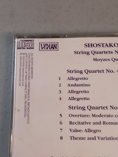 Schostakowitsch: Streichquartett Nr. 2 und 4 / Moyzes Quartet (CD, 1995, Lydisch) - Bild 17 von 24