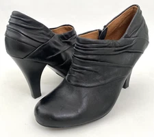 Sofft Black Leather Slouch Booties 7 W Womens Zip Up Round Toe Comfort Shoes