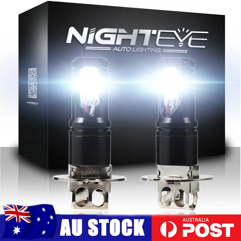 NIGHTEYE H3 LED Fog Light Bulb Replace Halogen Lamp White 6000K 160W 1600LM SET