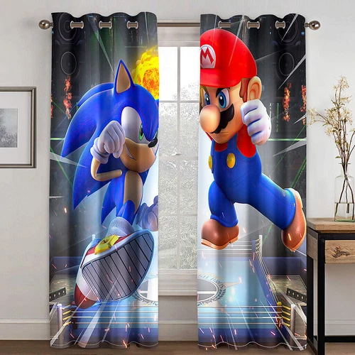 Kids Super Mario 3D Curtains Thick Blackout Curtain Thermal Ring Top Eyelet Gift - Picture 5 of 42