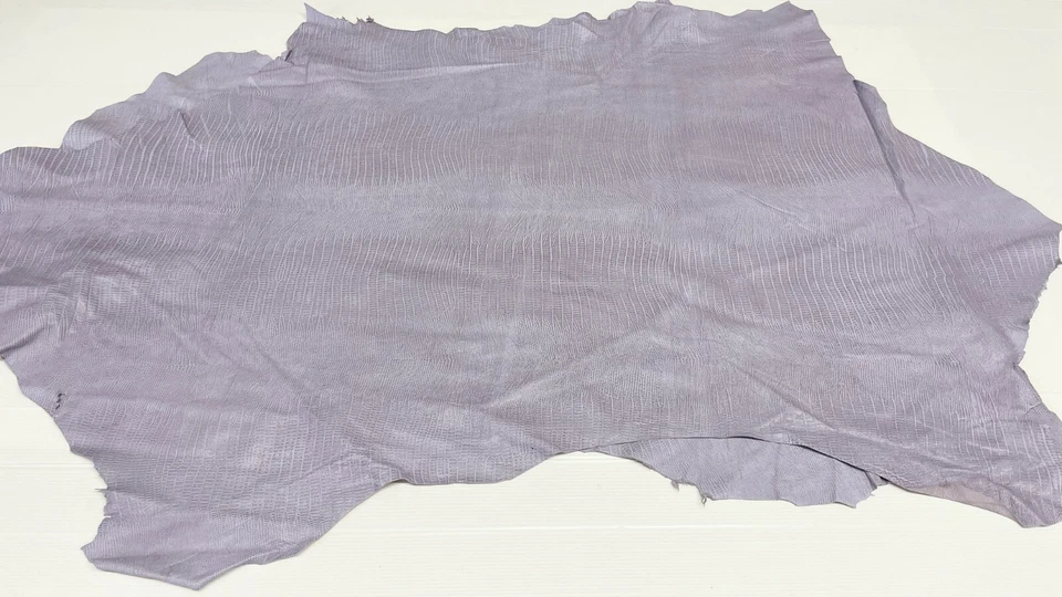 TEJUS REPTILE LILAC texture Italian Lambskin leather 2 skins 14sqf 0.8mm #A7251 - Image 2 of 4