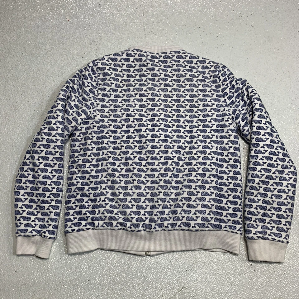 Chaqueta Ballena Vineyard Vines Niñas Talla Mediana Blanca Azul Reversible Difusa Cremallera Completa Foto 4 de 4